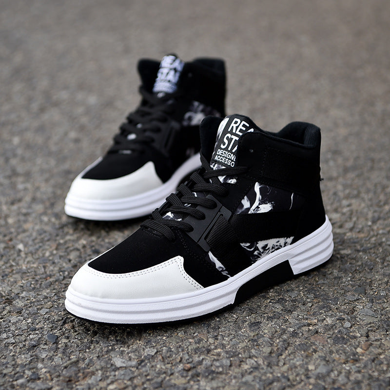 Herr Sneakers Mid-Top Camouflage med Konstgjord PU-Överdel och Gummisula