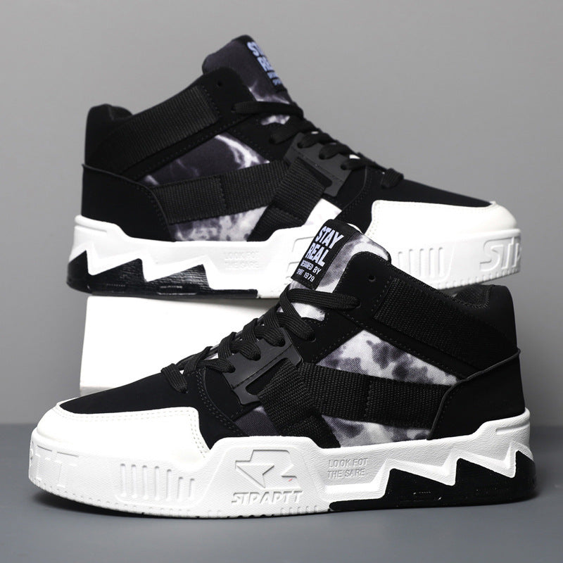 Herr Sneakers Mid-Top Camouflage med Konstgjord PU-Överdel och Gummisula