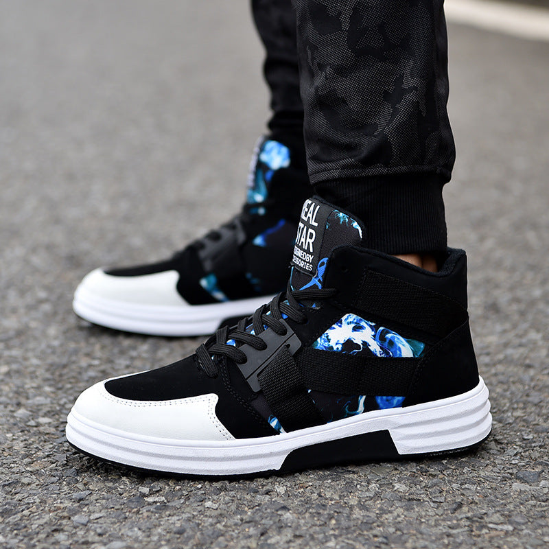 Herr Sneakers Mid-Top Camouflage med Konstgjord PU-Överdel och Gummisula