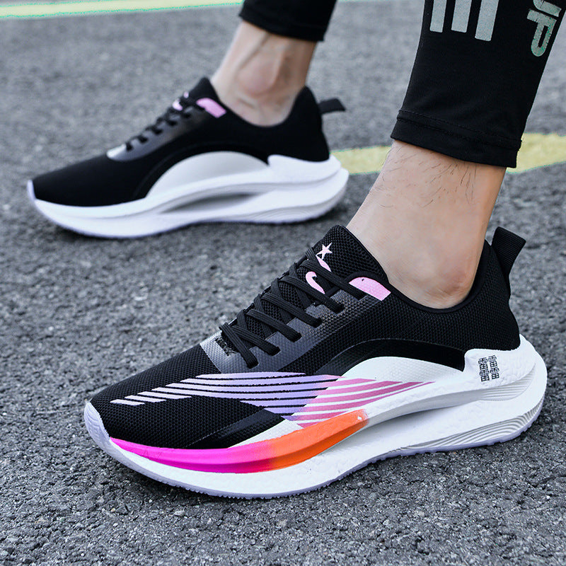 Herr Sommar Höga Flyknit Sneakers Kilklack Slip-On Lätt Eva Sula