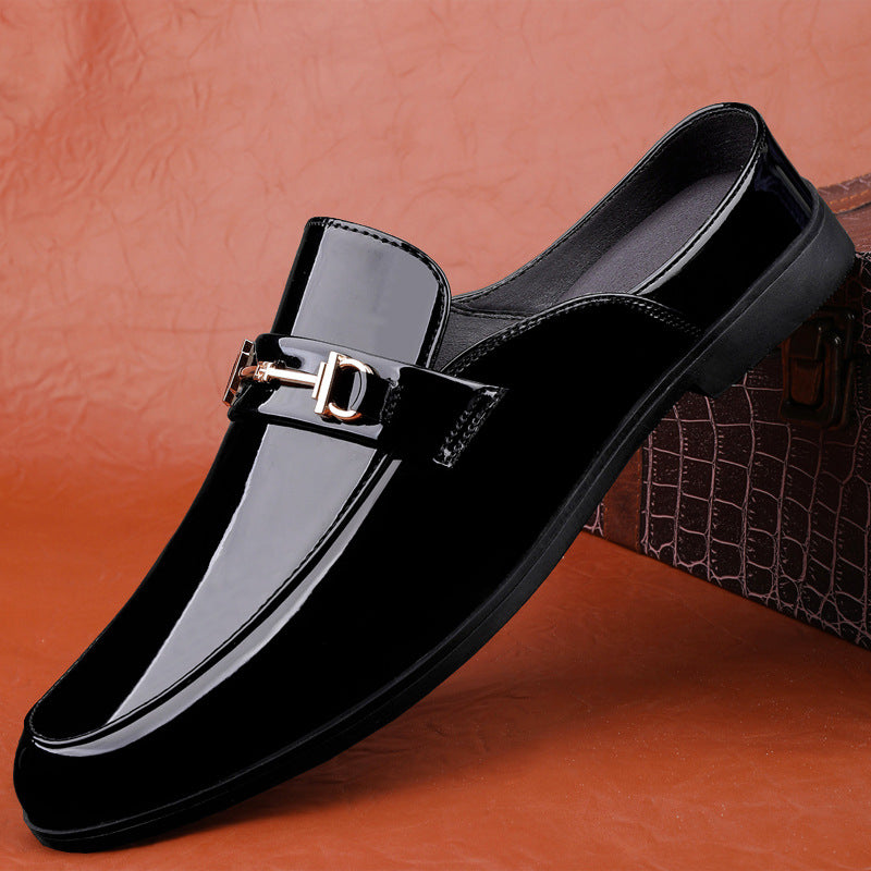 Härliga Vår- Och Sommartofflor Med Mikrofiberovandel, Patentfinish, Metalldetalj, Slip-On, Låg Klack