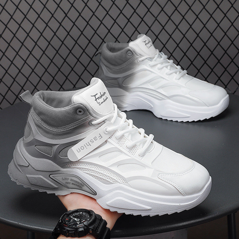 Herr Sneakers High-Top Slitstark Tjock Sula Snörning Låg Klack
