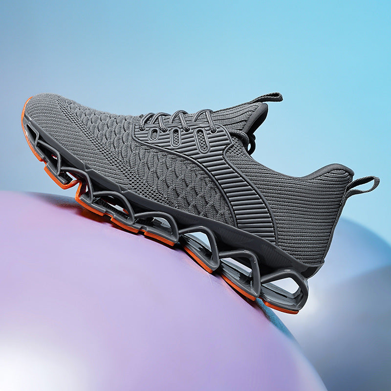 Herr Sneakers Andningsbar Tvålagers Skinn Övre TPU Blade-Sula Snörning Låg Klack