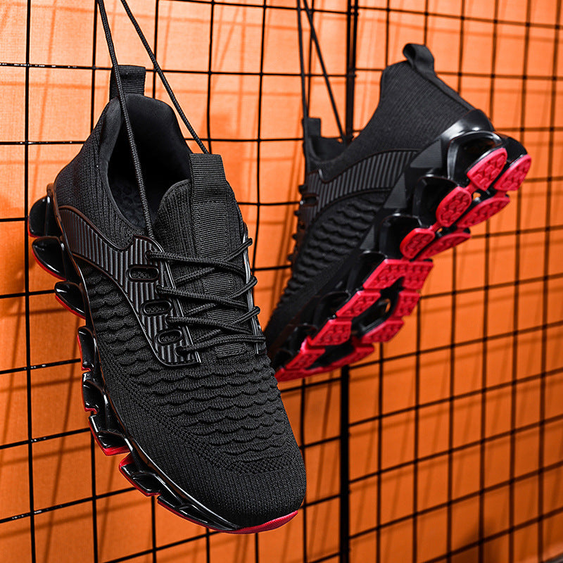 Herr Sneakers Andningsbar Tvålagers Skinn Övre TPU Blade-Sula Snörning Låg Klack
