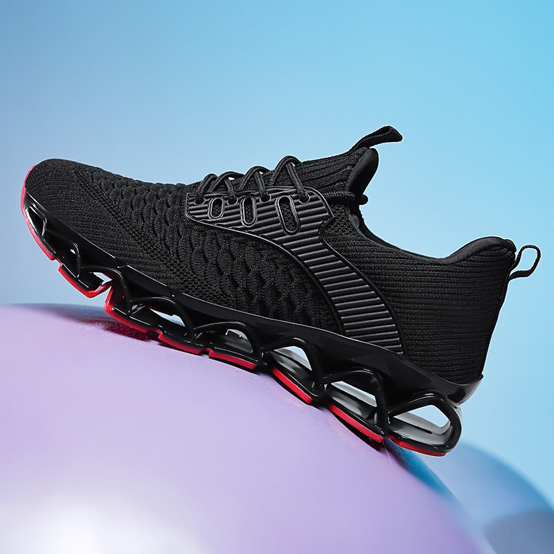 Herr Sneakers Andningsbar Tvålagers Skinn Övre TPU Blade-Sula Snörning Låg Klack