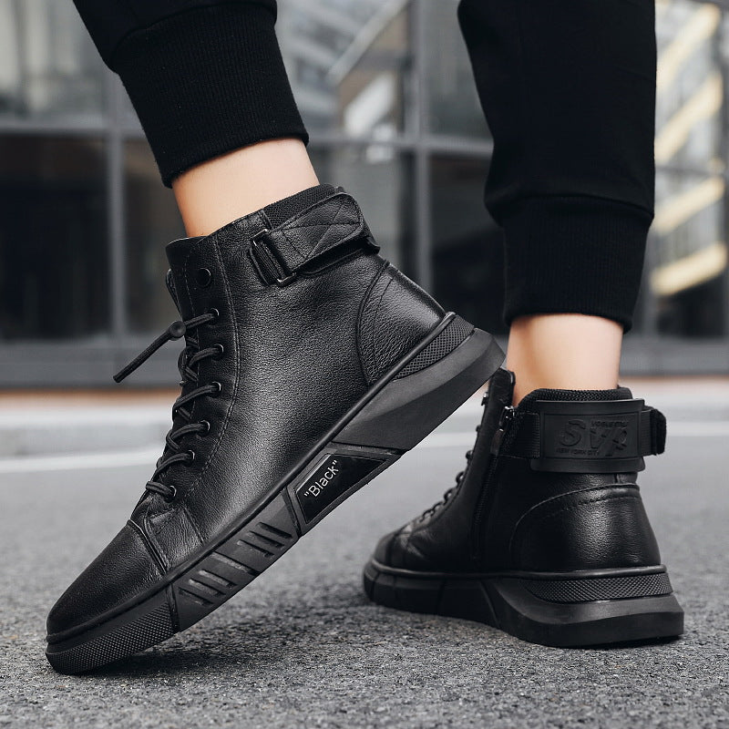 Herr Martin Boots Mjuk Sula PU-Övre Elastisk Slip-On Gummisula