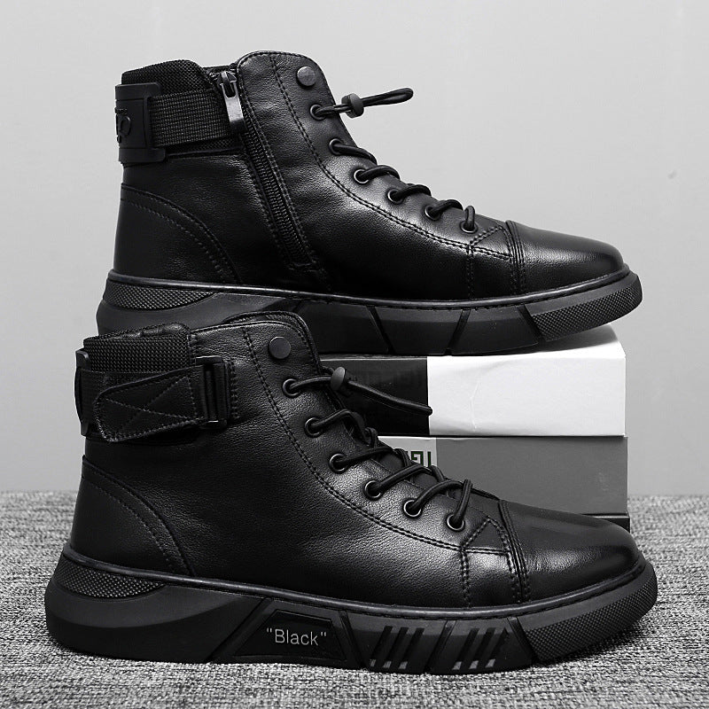 Herr Martin Boots Mjuk Sula PU-Övre Elastisk Slip-On Gummisula