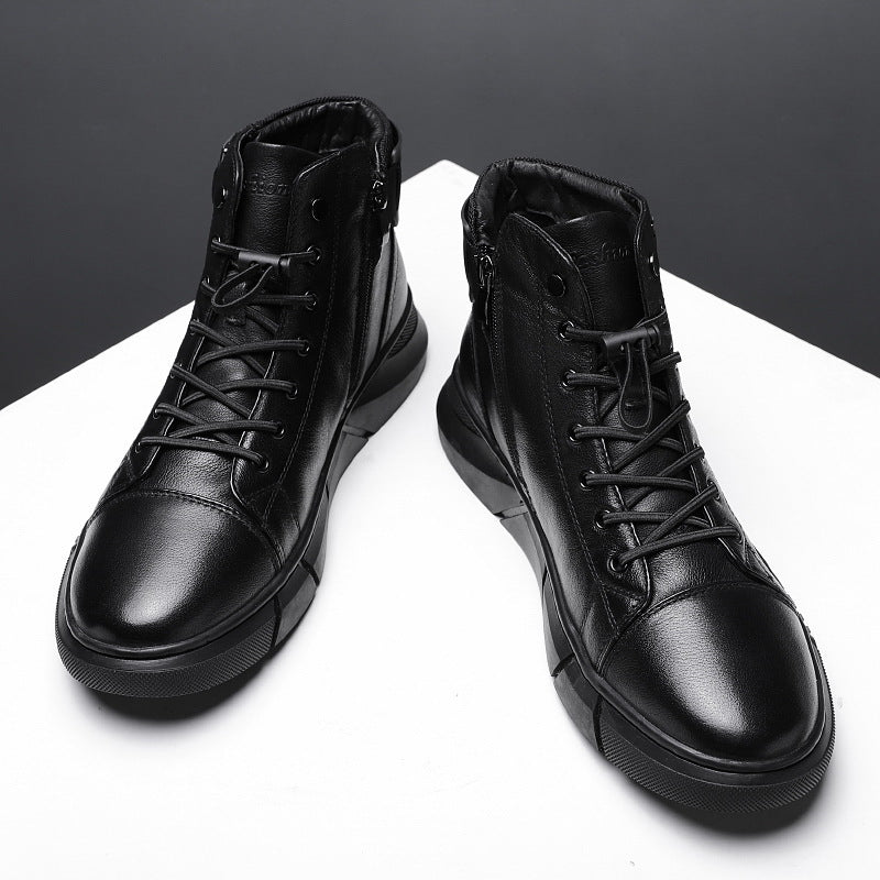 Herr Martin Boots Mjuk Sula PU-Övre Elastisk Slip-On Gummisula