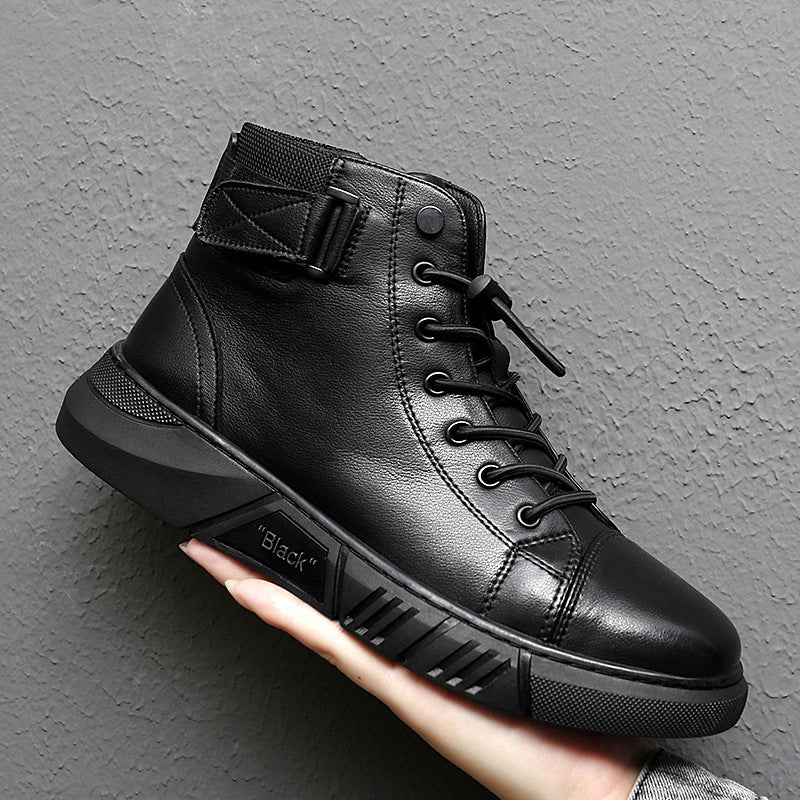 Herr Martin Boots Mjuk Sula PU-Övre Elastisk Slip-On Gummisula