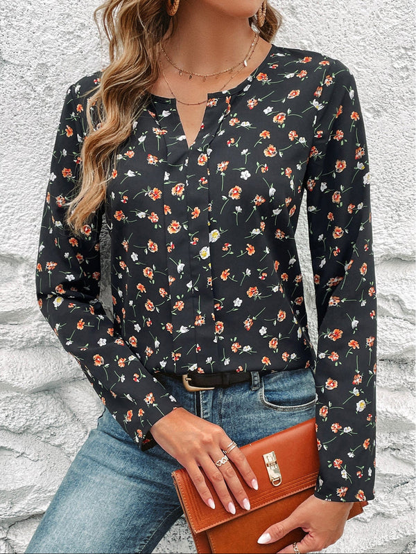 Vårtröja För Kvinnor, Slim Fit, Rund Halsringning Och Blommönster