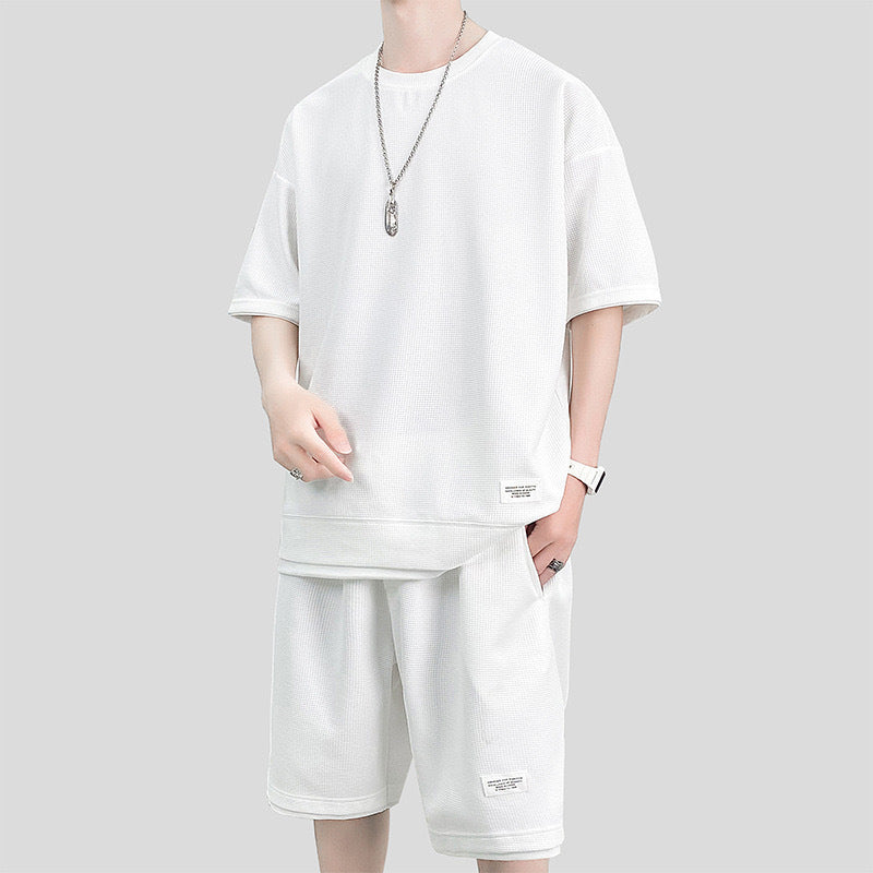 Herr Sommar Träningsset Tvådelat Kortärmad T-shirt och Shorts