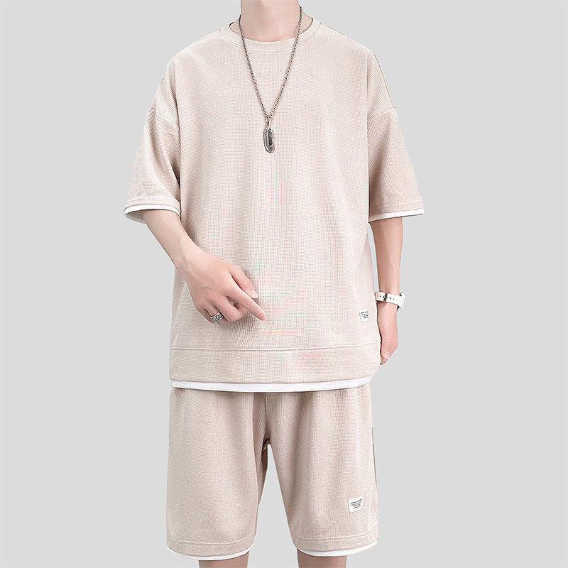 Herr Sommar Träningsset Tvådelat Kortärmad T-shirt och Shorts