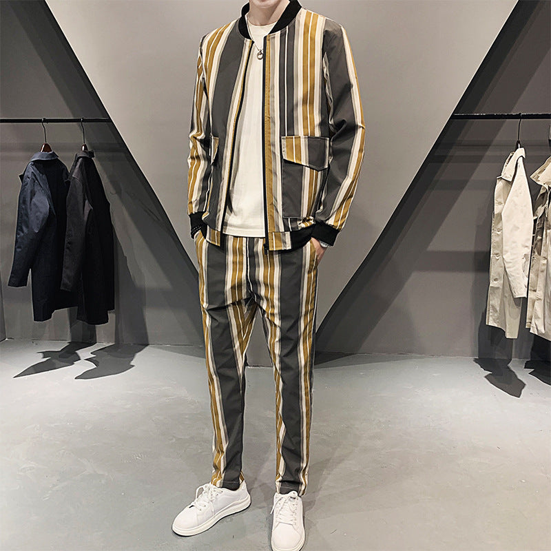 Herr Sportset Slim Fit Tvådelad Långärmad Tröja och Byxor