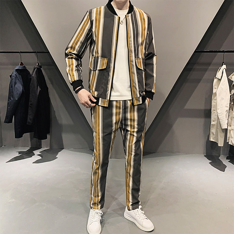 Herr Sportset Slim Fit Tvådelad Långärmad Tröja och Byxor