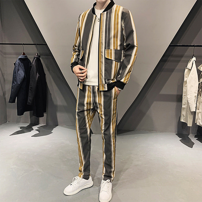 Herr Sportset Slim Fit Tvådelad Långärmad Tröja och Byxor