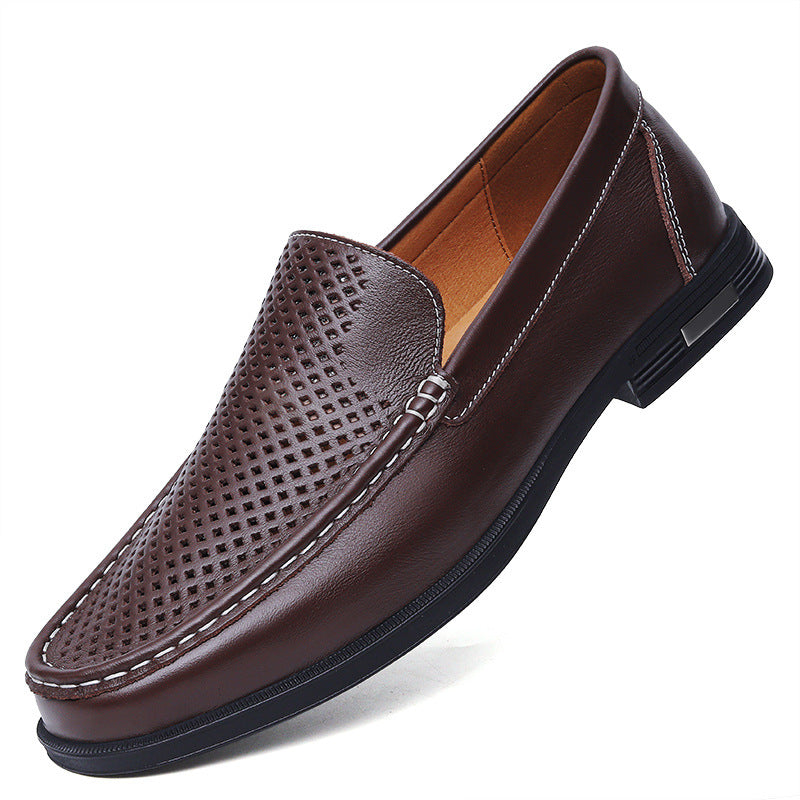 Herrloafers Slip-on Rund Tå Gummisula Andningsbar Mjuk Sula