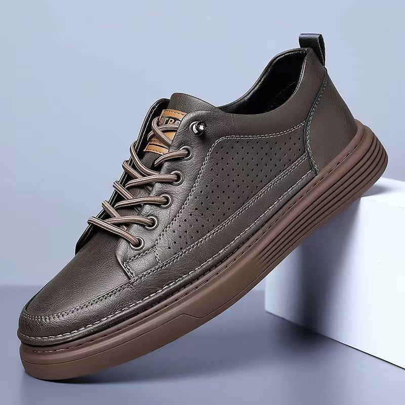 Herrsneakers för Våren – Låga, Andningsbara, Rund Tå, Halkfri Gummisula