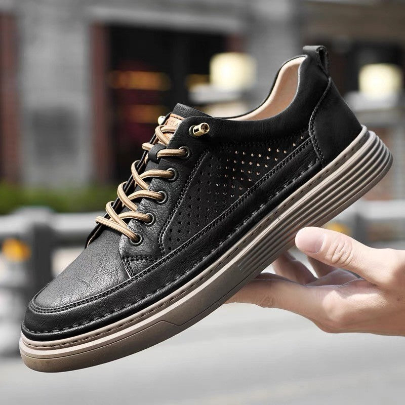 Herrsneakers för Våren – Låga, Andningsbara, Rund Tå, Halkfri Gummisula