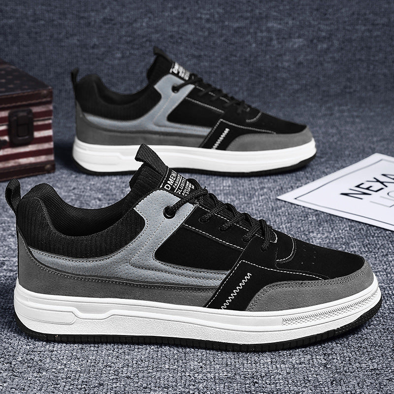 Herr Sneakers för Höst, Låga med Tjock Gummisula, Snörning, Andningsbar Design