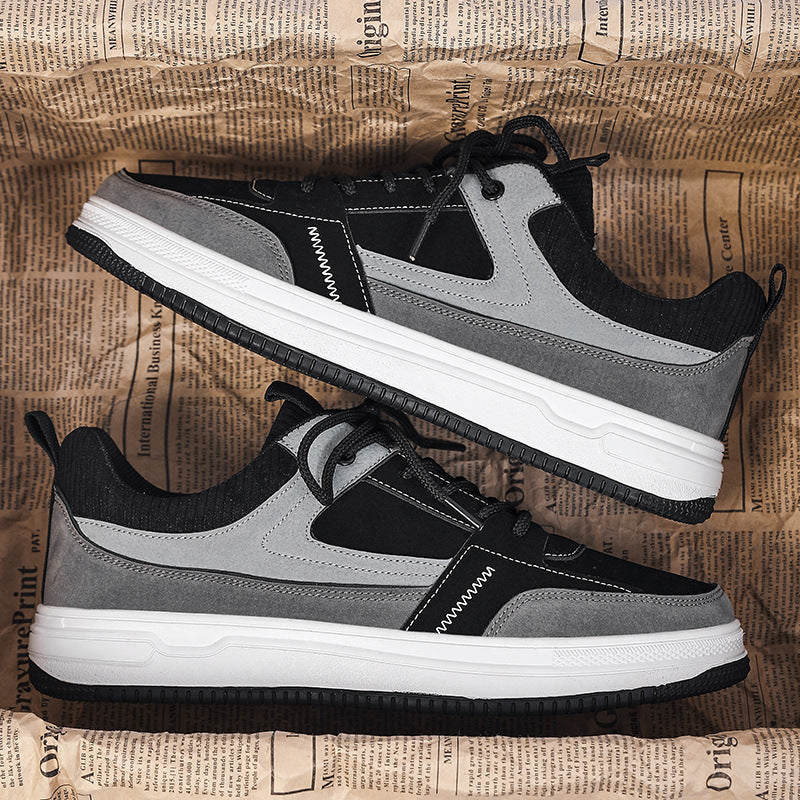 Herr Sneakers för Höst, Låga med Tjock Gummisula, Snörning, Andningsbar Design