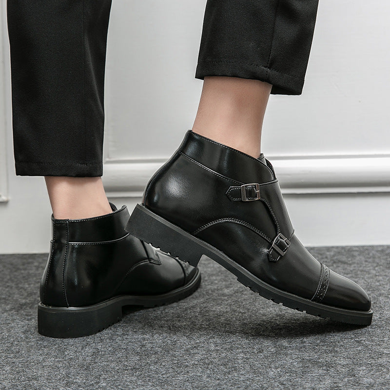 Herrstövlar med Hög Skaft, Pointed Tå, Slip-On, Gummisula och Vriststöd för Utomhusbruk