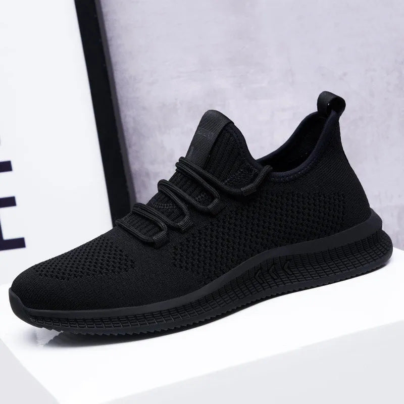 Herr Sneakers för Våren i Fly Woven Mesh – Lätta, Andningsbara, Låga, Snörning, Plastsål