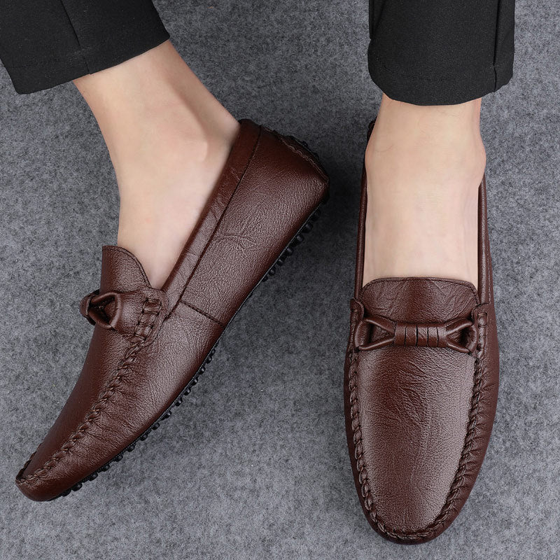 Herrslip-on Loafers Gummisula Detaljerad Söm Låg Design