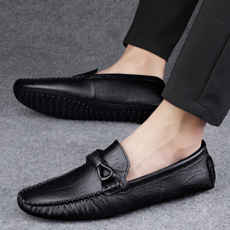 Herrslip-on Loafers Gummisula Detaljerad Söm Låg Design