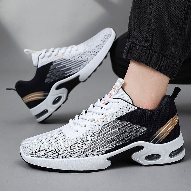 Herrsneakers för Våren med Luftkudde, Vävd Ovandel och Halkfri PVC-yttersula