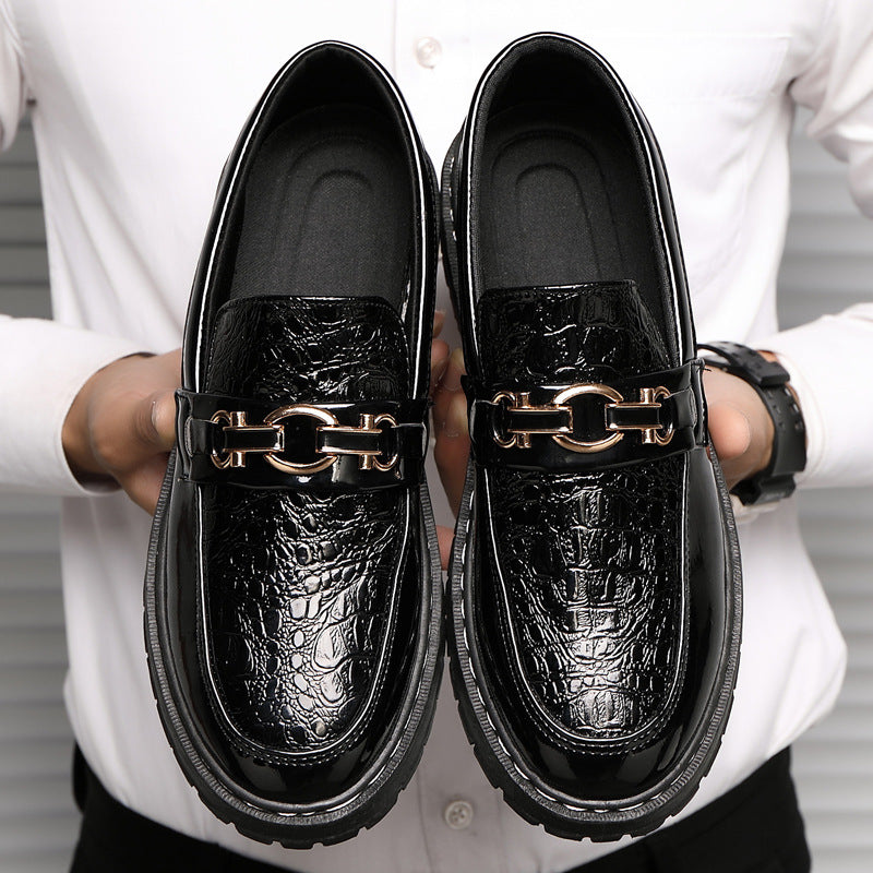 Herrskor Med Låga Slip-On-Detaljer För Flera Säsonger, Glansig Syntetmaterial, Gummisula