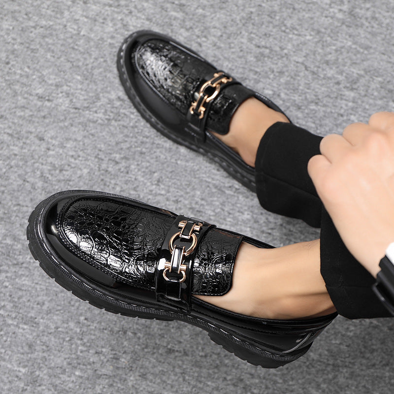 Herrskor Med Låga Slip-On-Detaljer För Flera Säsonger, Glansig Syntetmaterial, Gummisula