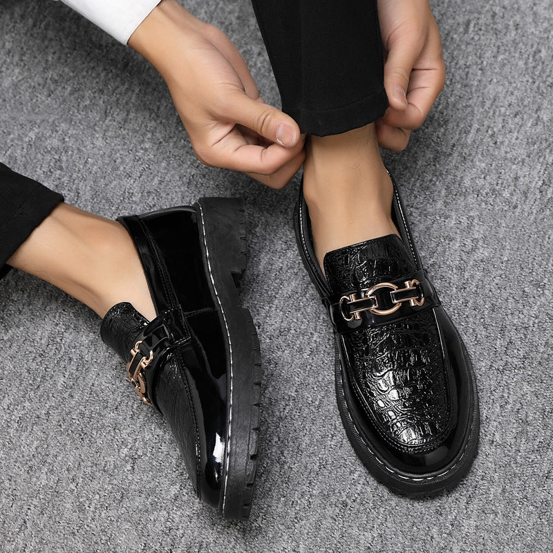 Herrskor Med Låga Slip-On-Detaljer För Flera Säsonger, Glansig Syntetmaterial, Gummisula
