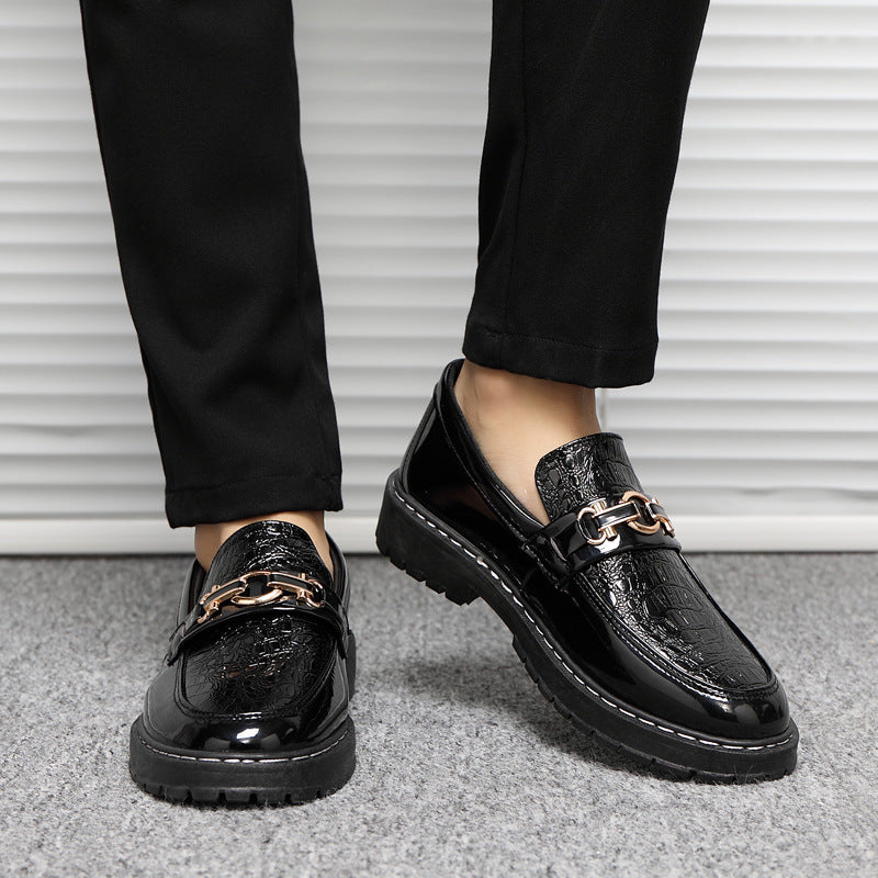 Herrskor Med Låga Slip-On-Detaljer För Flera Säsonger, Glansig Syntetmaterial, Gummisula