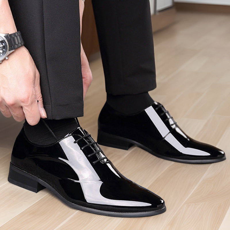 Herrskor För Alla Säsonger Snörning Plusstorlek PU-Läder Ovandel Halksäker Gummisula