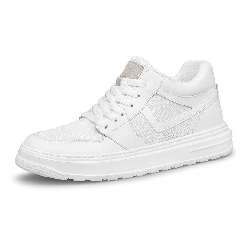 Herrs vårsneakers Med Andningsförmåga, Ovandel I Mesh Och Faux Läder, Snörning, Halkfri Gummisula