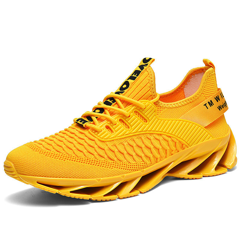 Herrsneakers Med Andningsbar Mesh, Bladformad Gummiyttersula, Snörning, Lättviktiga