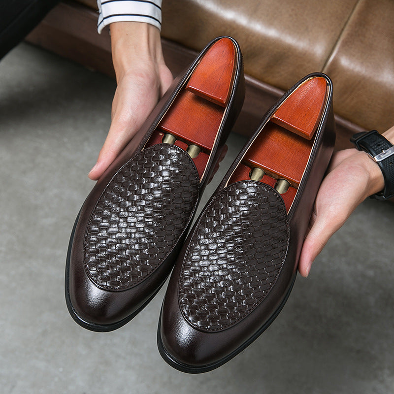 Lättviktiga Herrloafers Med Spetsig Tå Och Slip-on Gummisula