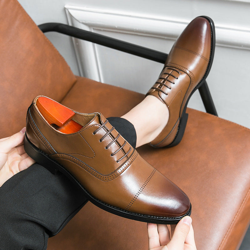 Herr Oxford Business-Skor Med Snörning, Spetsig Tå Och Gummisula