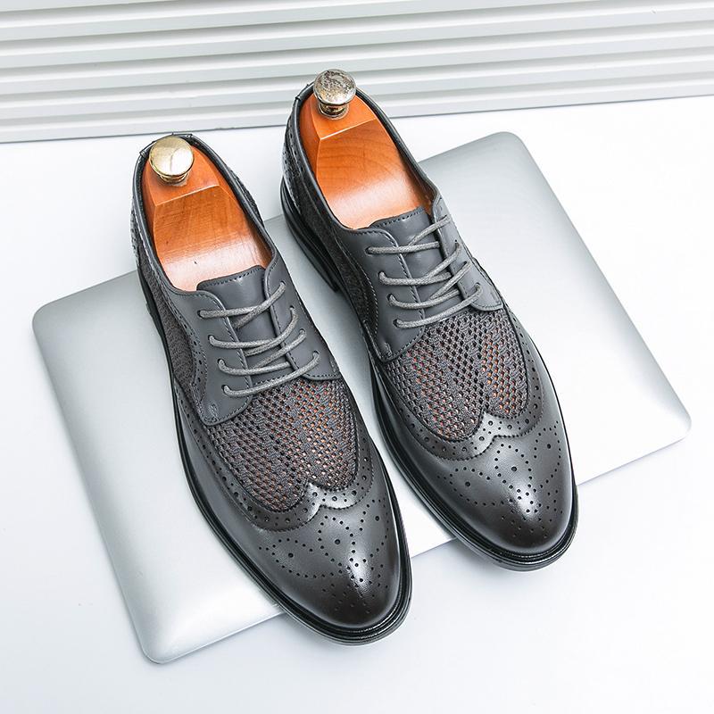 Herrskor Med Andningsförmåga, Slip-on För Affärsbruk, Rund Tå, Mesh-Ovandel, Låg Klack, Gummisula