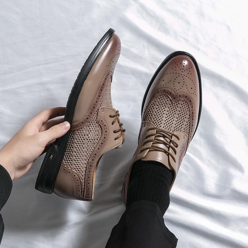 Herrskor Med Andningsförmåga, Slip-on För Affärsbruk, Rund Tå, Mesh-Ovandel, Låg Klack, Gummisula