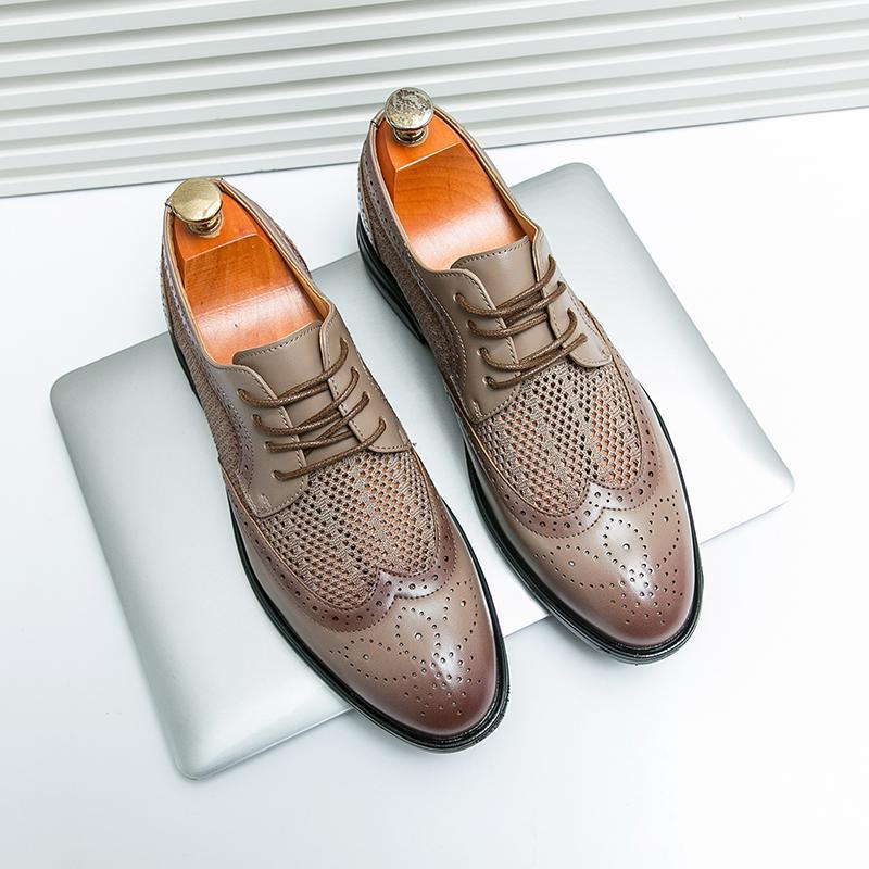 Herrskor Med Andningsförmåga, Slip-on För Affärsbruk, Rund Tå, Mesh-Ovandel, Låg Klack, Gummisula