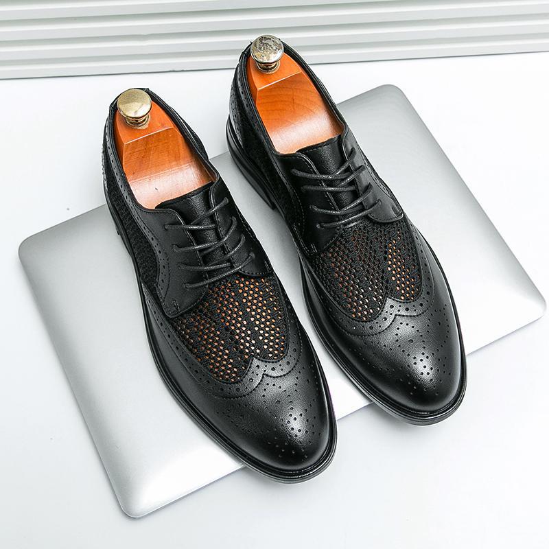 Herrskor Med Andningsförmåga, Slip-on För Affärsbruk, Rund Tå, Mesh-Ovandel, Låg Klack, Gummisula