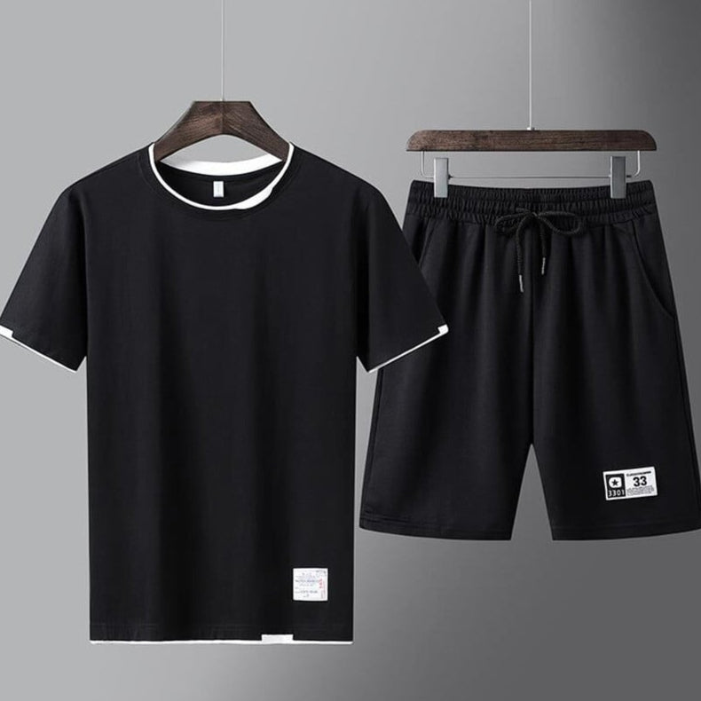 Sommarsportset För Män, Tvådelat, Kortärmat, T-Shirt Och Shorts Med Tryck