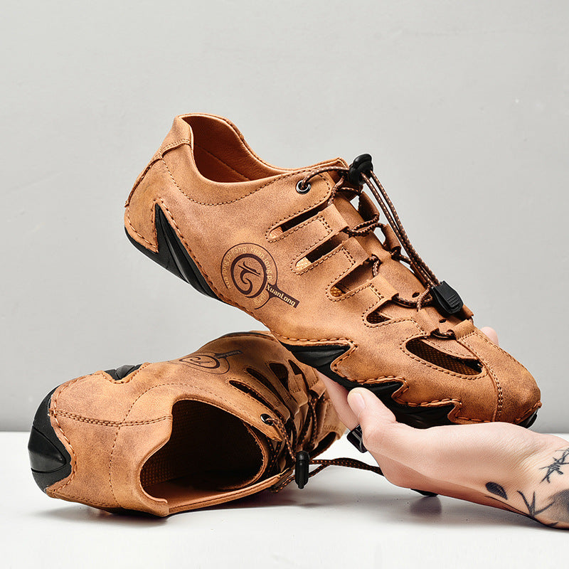 Herrsandaler Med Ihålig Design Och Elastiskt Band, Sula Med Grepp