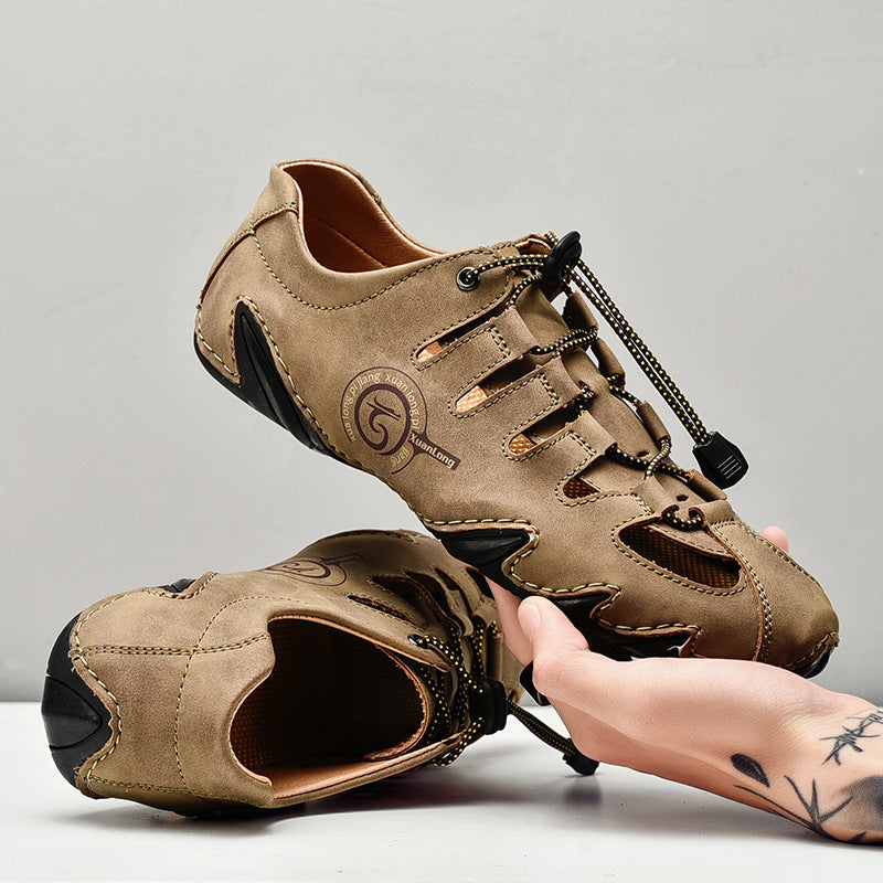 Herrsandaler Med Ihålig Design Och Elastiskt Band, Sula Med Grepp