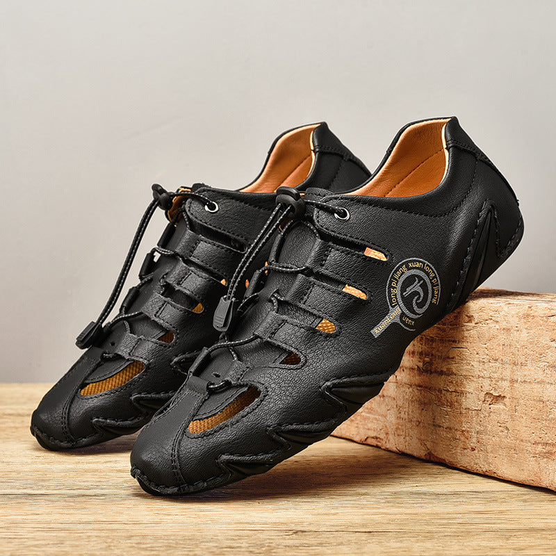 Herrsandaler Med Ihålig Design Och Elastiskt Band, Sula Med Grepp