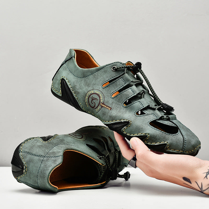 Herrsandaler Med Ihålig Design Och Elastiskt Band, Sula Med Grepp
