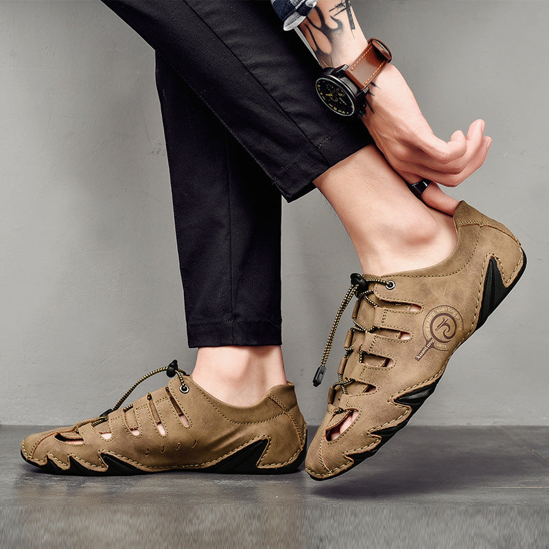 Herrsandaler Med Ihålig Design Och Elastiskt Band, Sula Med Grepp