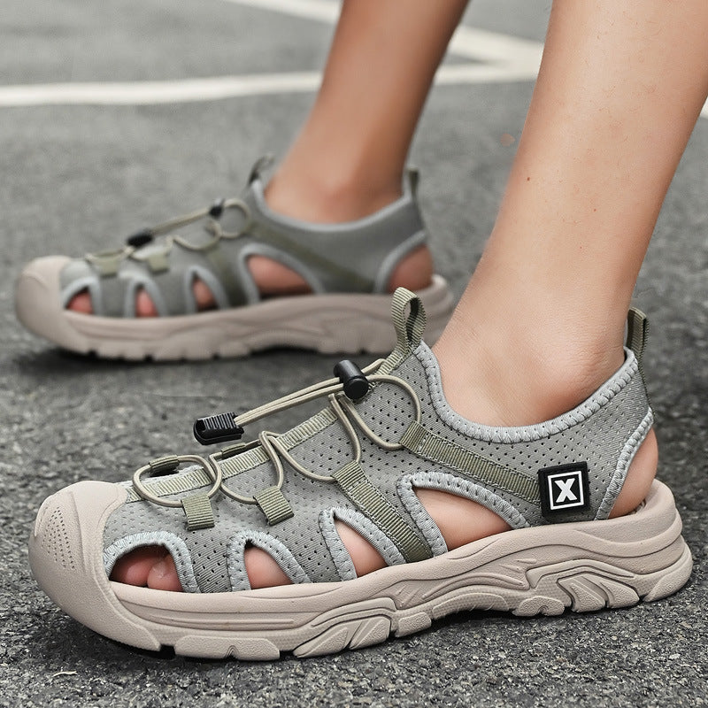 Herrsandaler Med Sluten Tå, Elastisk Slip-On-Sula