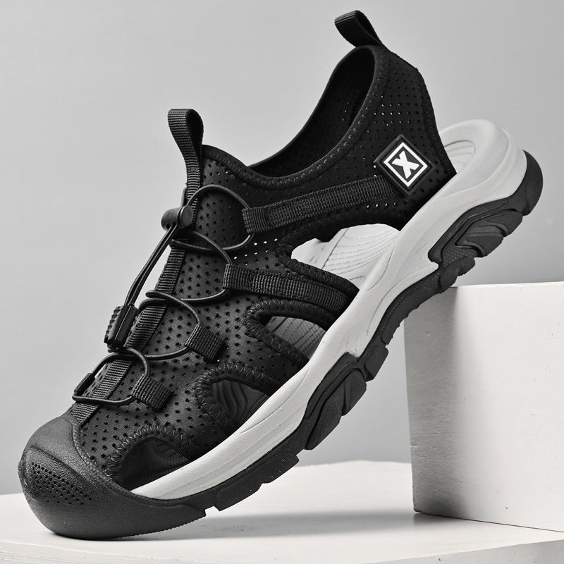Herrsandaler Med Sluten Tå, Elastisk Slip-On-Sula